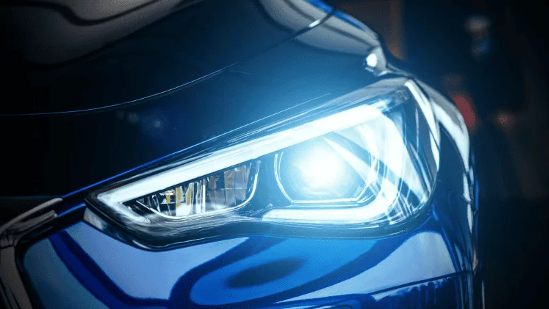 close-up of a hid headlight