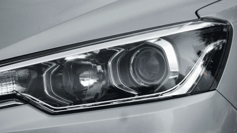 LED headlights on car