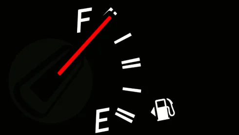 The vehicle's fuel tank shows