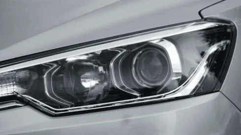 LED headlights on car